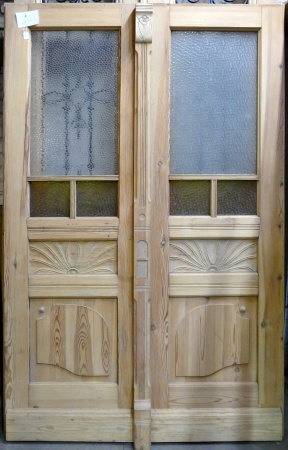 Antike Zimmertüren mit Glas Jugendstil Fichte